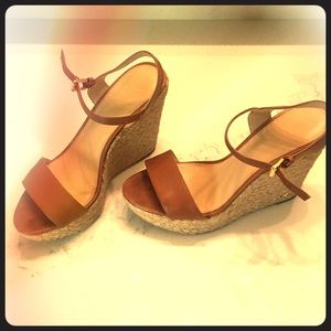 Brown wedge sandals